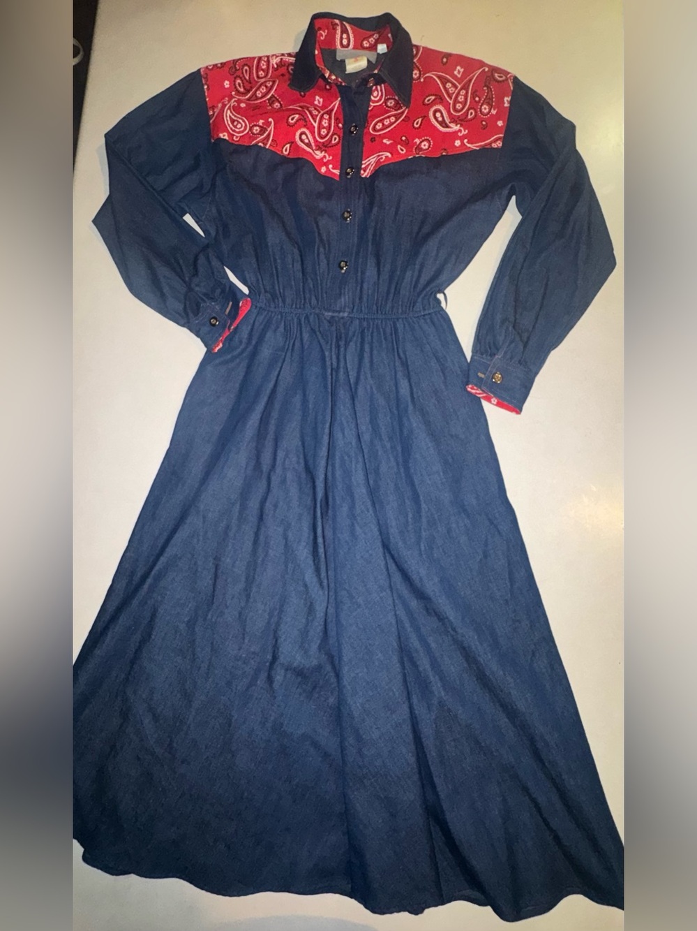 Vintage Carol Anderson Western Prairie Denim Dress 7 8 Medium M